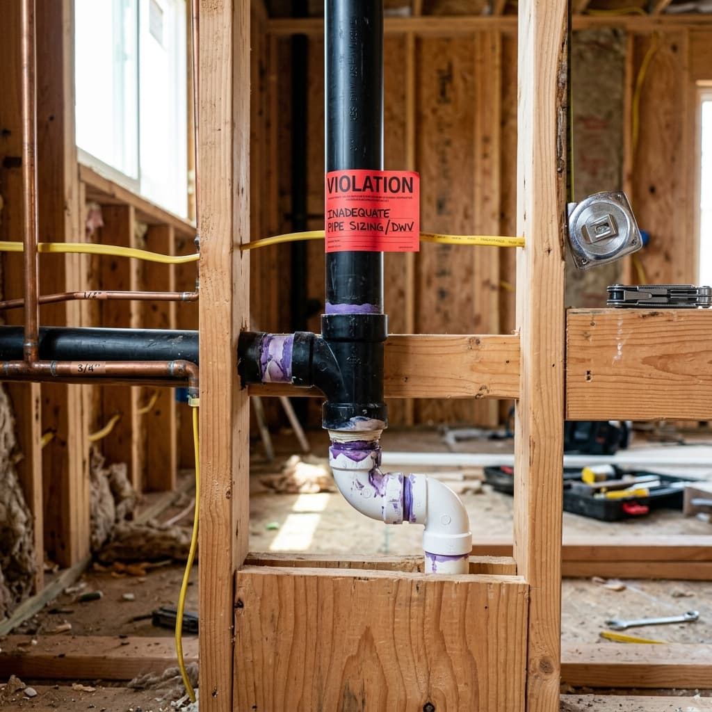 Violation #2: Inadequate Pipe Sizing — C-36 exam visual