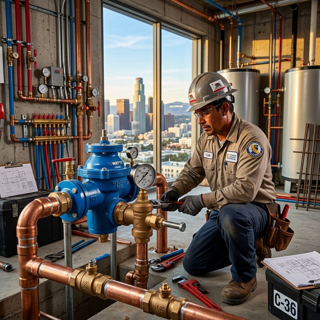 CPC Section 422 Water Supply System Design: Pressure Regulation, Backflow Prevention, and Sizing Requirements for C-36 Exam Success — carousel title card