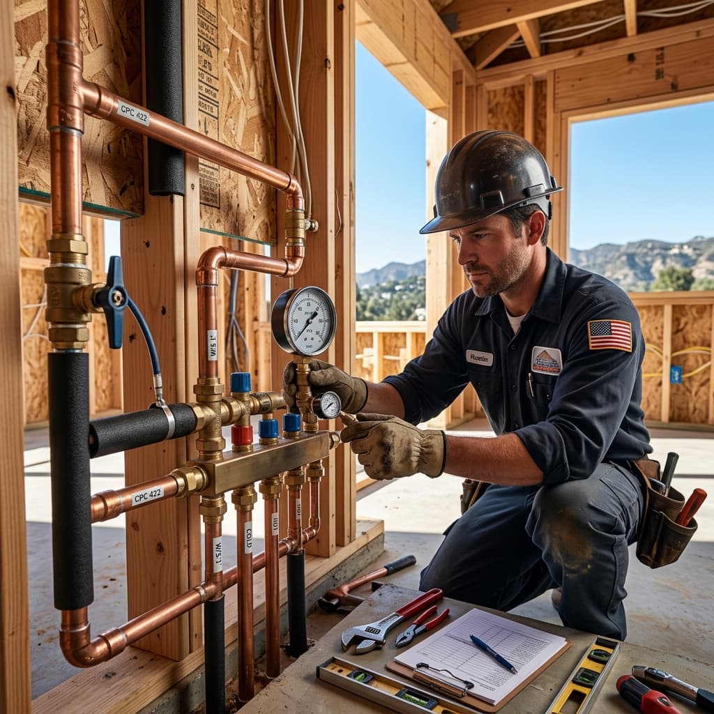 CPC Section 422 Water Supply System Inspection and Roughing-In Standards for C-36 Exam — carousel title card