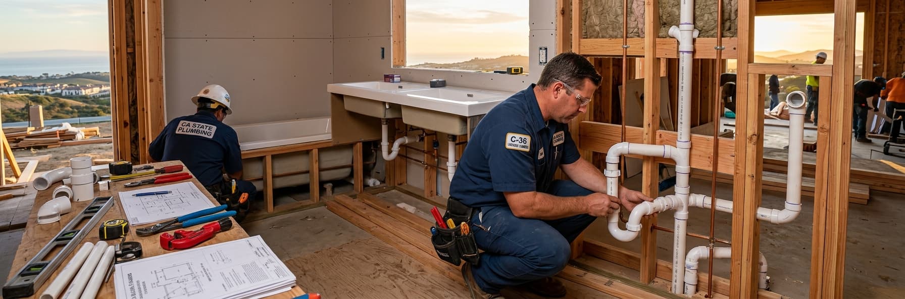 Kitchen and Bathroom Sink Drain Configuration: CPC Section 422 Trap and Vent Requirements for C-36 Exam — featured header image for C-36 exam study guide