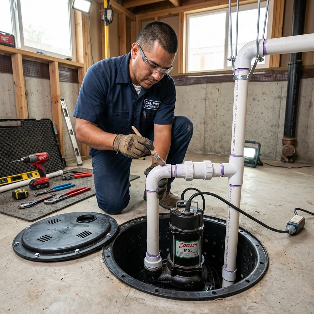 CPC Code Requirements for Sump Pump Installation California — C-36 exam visual