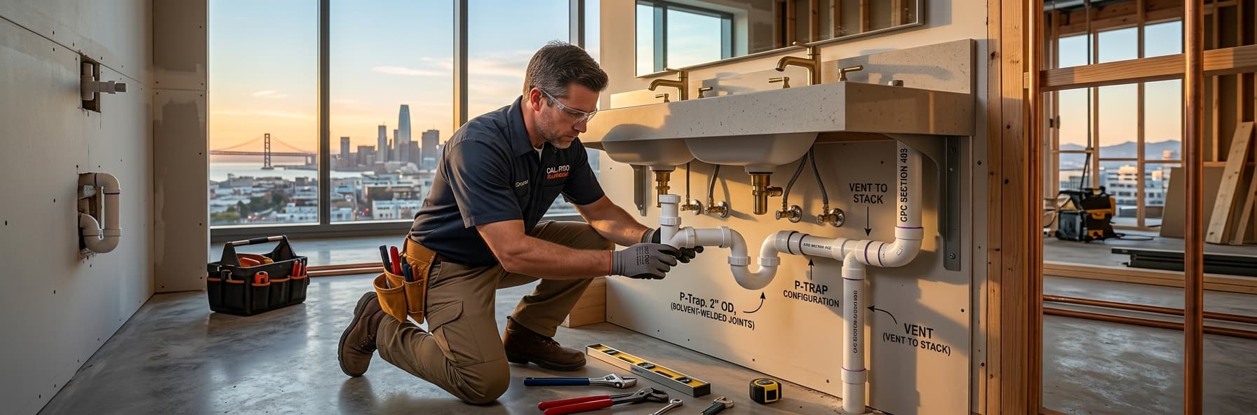 Trap Sizing and P-Trap Configuration for Common Fixtures: CPC Section 403 Requirements — featured header image for C-36 exam study guide