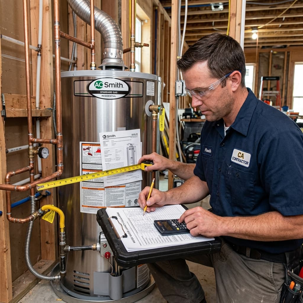 Water Heater Capacity Calculations — C-36 exam visual