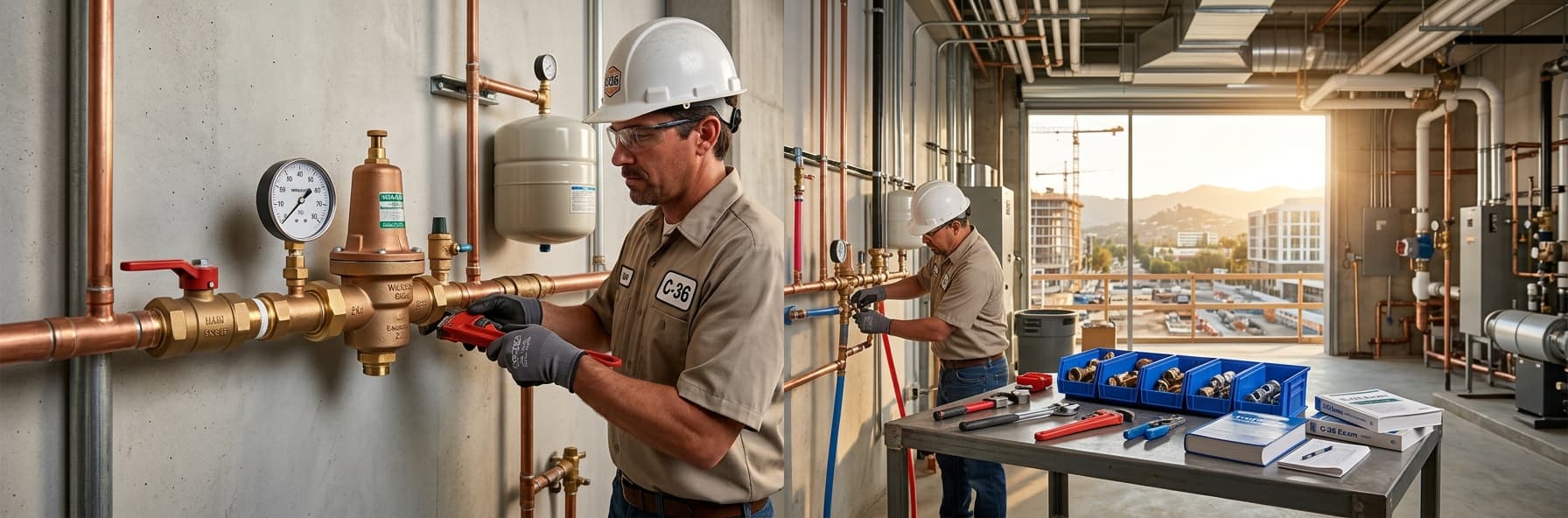 Water Supply Pressure Regulation and Pressure-Reducing Valve Installation: CPC Section 422 Requirements for C-36 Exam — featured header image for C-36 exam study guide